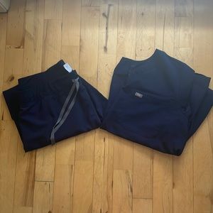 Figs Navy Blue Scrub Set XL top and XLT bottom